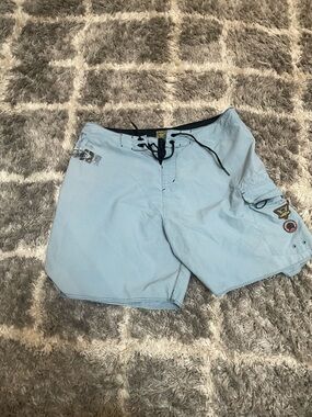 Oakley Slate Blue Swim Boardshorts with Black Logo